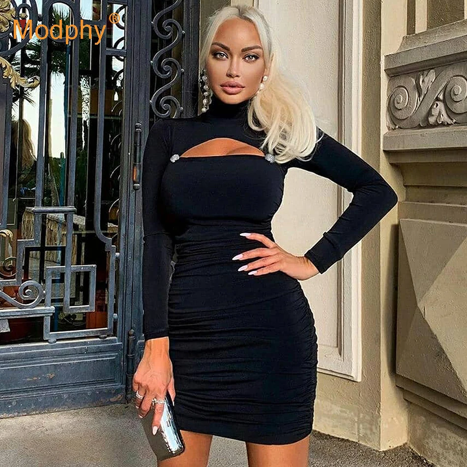 Новинка Зима 2019 модное женское Бандажное платье сексуальное облегающее с