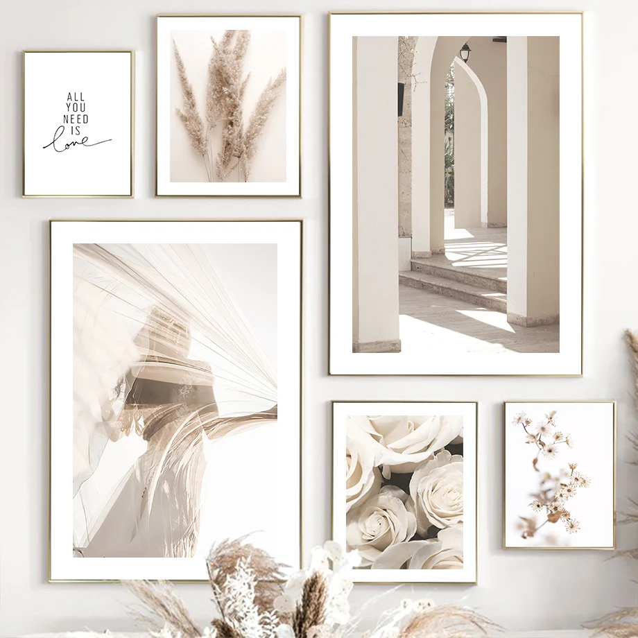 

Rose Flower Reed Girl Moroccan Arch Door Wall Art Canvas Painting Nordic Posters And Prints Wall Pictures For Living Room Decor