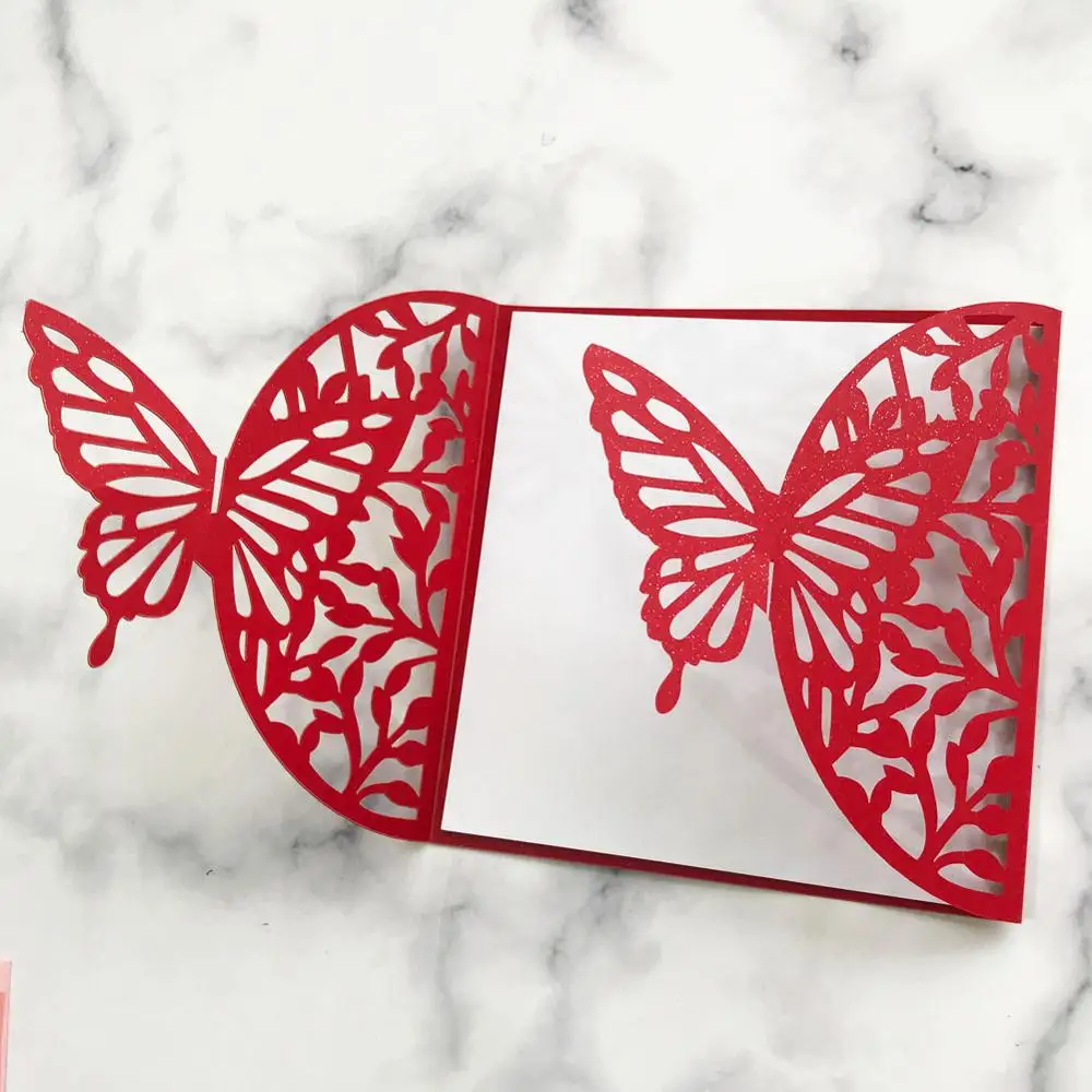 12 шт 3D бабочки пригласительные карты из Жемчужной бумаги полые Lavce Свадебный