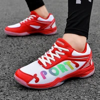 high quality letter printed men badminton sneakers breathable mesh tennis shoes women unisex indoor sport table tennis sneakers
