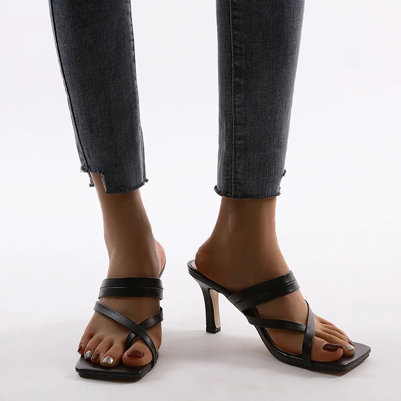 

Shoes Slippers Soft Big Size Slipers Women Beige Heeled Sandals Slides Med Rubber Flip Flops Comfort 2021 Summer Black High Thin