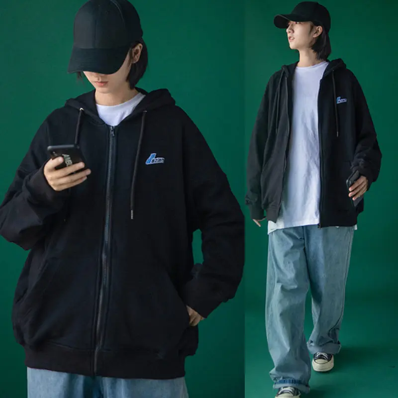 

zipper clothes Harajuku hoodies plus size jacket Korean style women sweatshirt loose cardigan hooded tops Spring Autumn 2021