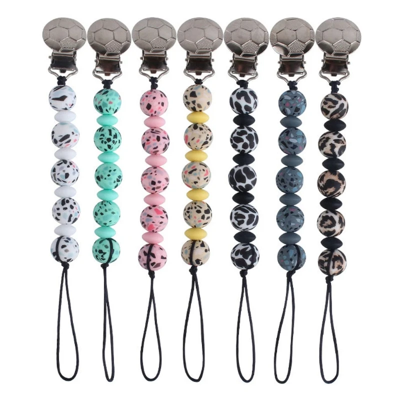 

Silicone Teething Pacifier Clips Silicone Bead Pacifier Chain Holder For Nipples Q1FE