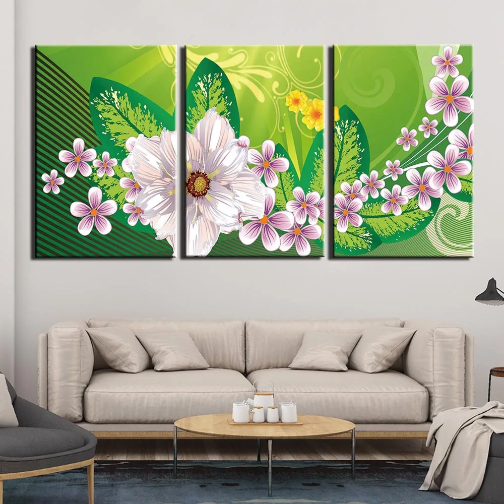 3 шт. картины на холсте белые цветы картина печать домашний Декор настенный