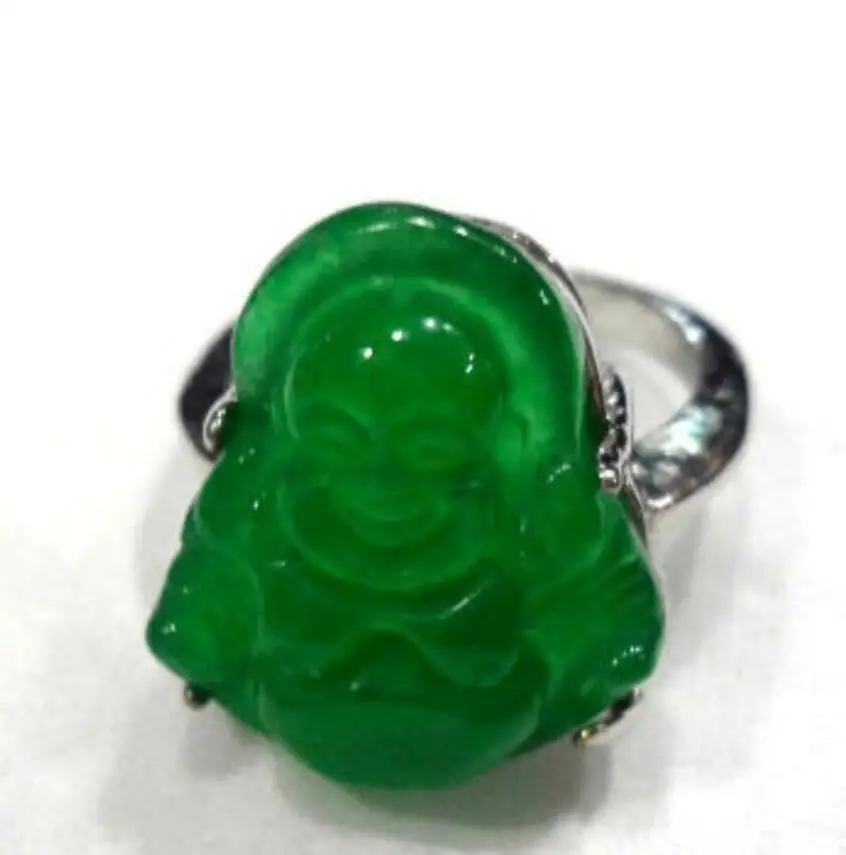 Бесплатная доставка мужское/женское причудливое кольцо с зеленым нефритом