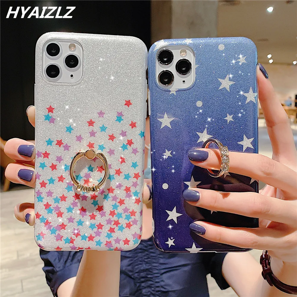 Фото Plating Glitter Phone Case for iPhone 11 Pro Max XR XS SE 2020 7 8 Plus Soft IMD Ring Holder Bling Star Flowers New Trend Cover Мобильные Plating Glitter Phone Case for iPhone 11 Pro Max XR XS SE 2020 7 8 Plus Soft IMD Ring Holder Bling Star Flowers New Trend Cover Мобильные