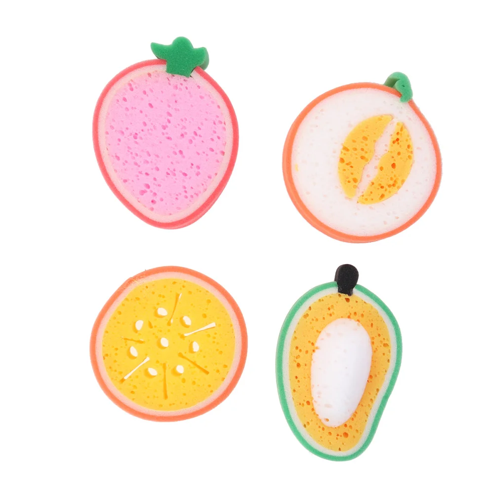 Esponja de limpieza de ducha de dibujos animados creativos, esponja de ba&ntilde;o de frutas de ducha de algod&oacute;n para ni&ntilde;os, (Kiwi, fresa, naranja y Mango), 4 Uds.-1