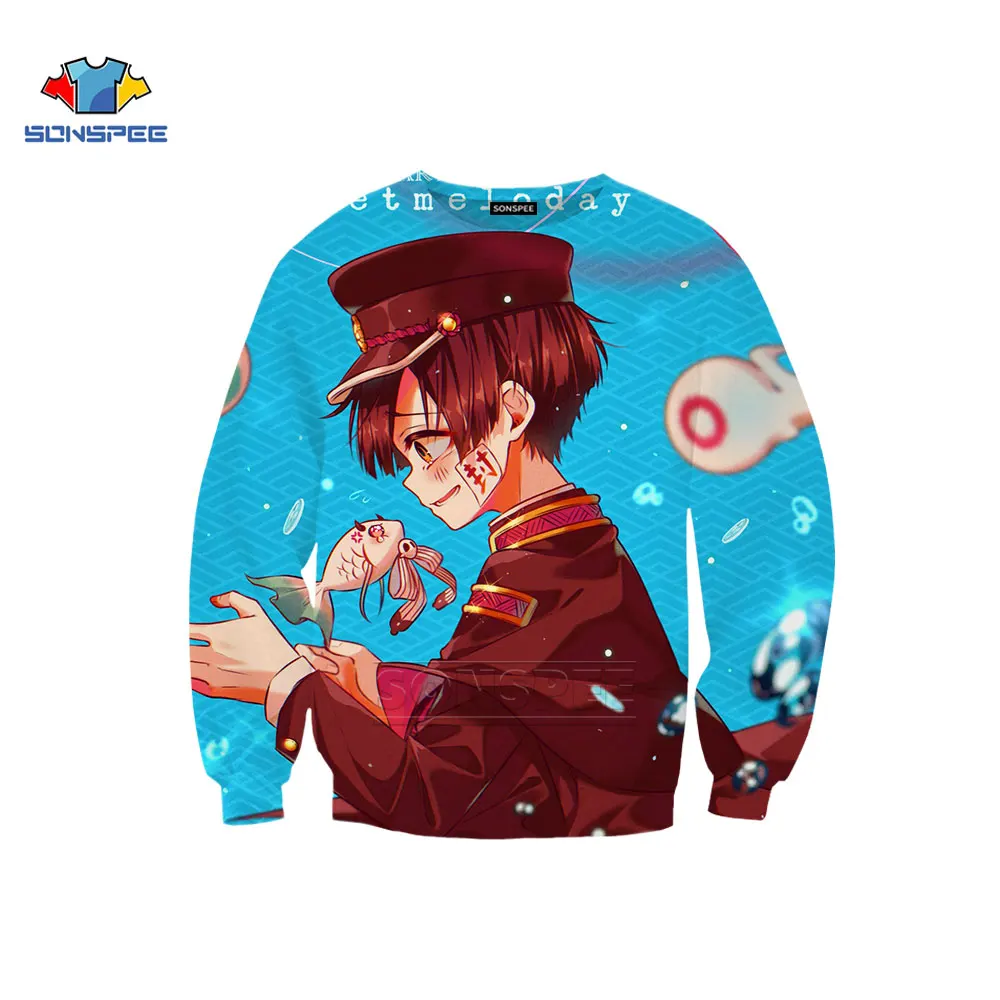 

SONSPEE Jibaku Shounen Hanako-kun Anime Sweatshirt New Men Women Hoodies Print Comfortable Personality Sleeve Top Neck Pullover