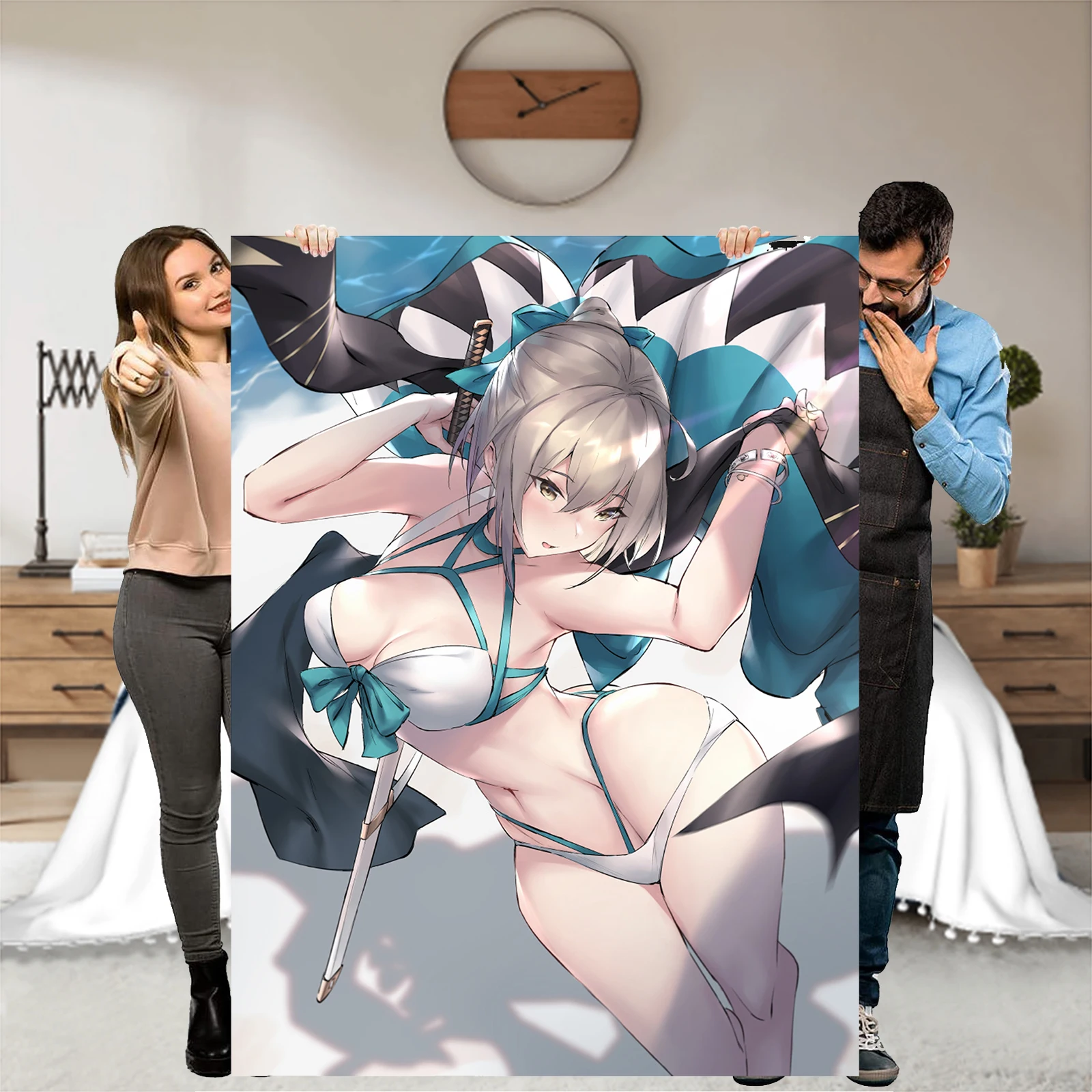 

Fate Grand Order Poster Blanket FGO Okita Souj CG Throw Doujinshi Poster Blankets Hentai Anime Sexy Doujin Flannel Fleece Throws