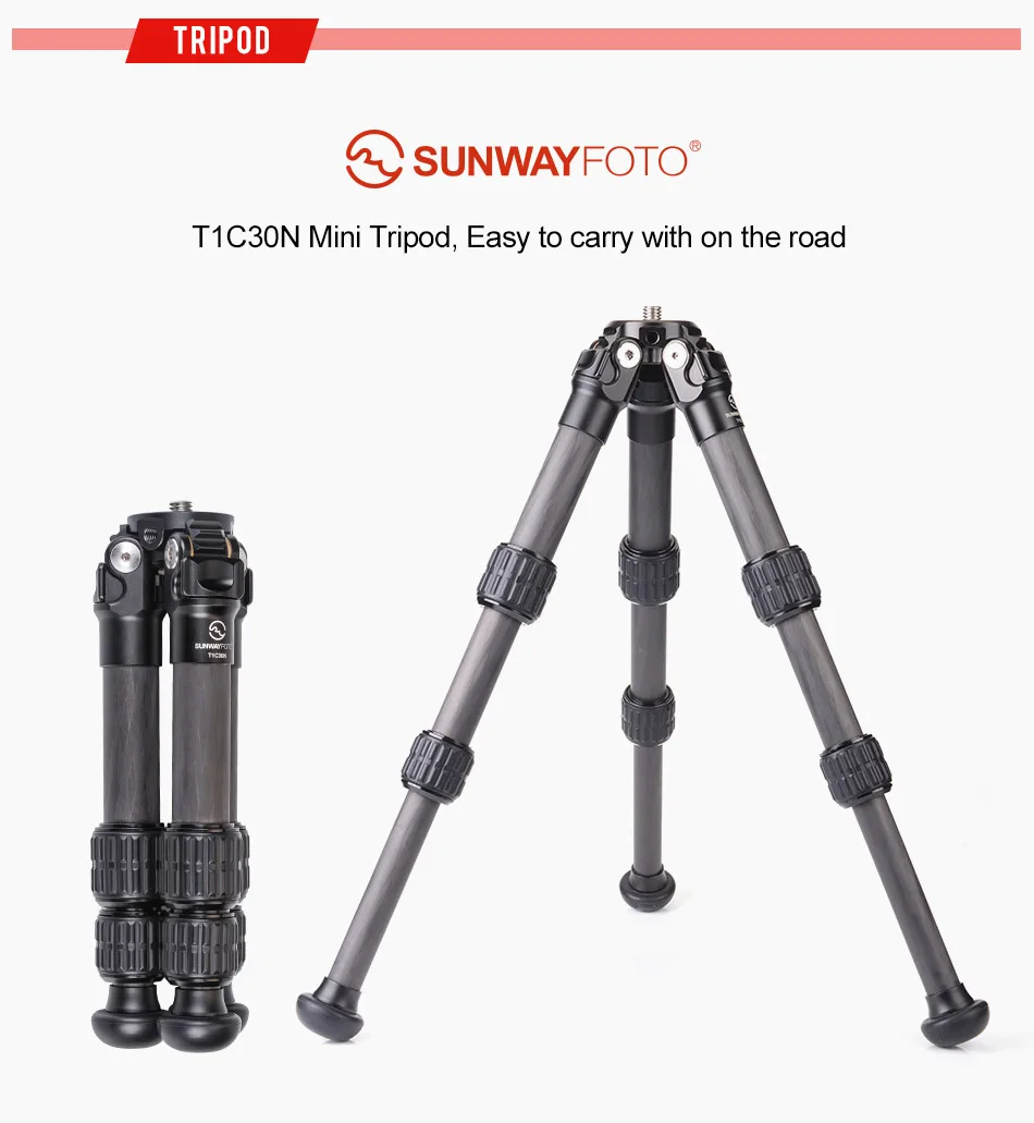 SUNWAYFOTO T1C30N светильник маленький мини карбоновый Dslr штатив для камеры Профессиональный карбоновый штатив для телефона Аксессуары для камеры видео