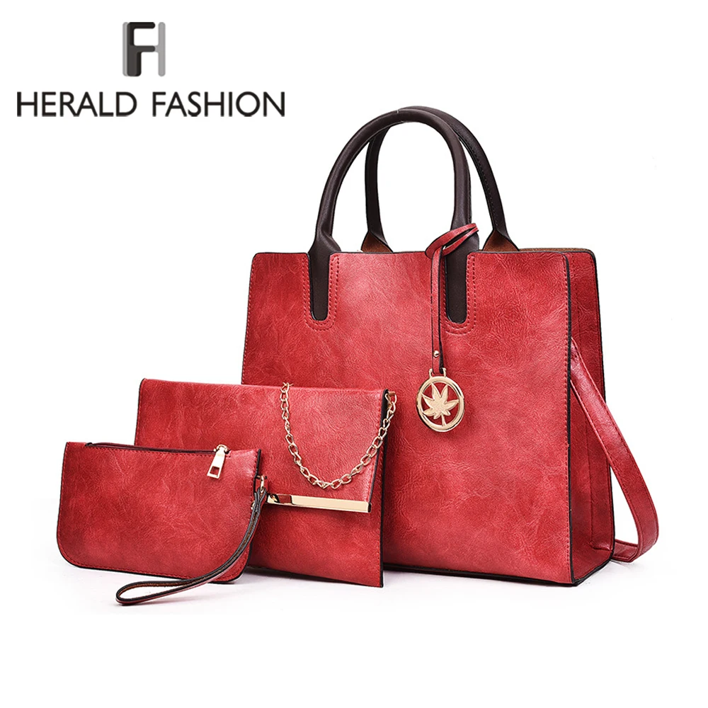 

Herald Fashion комплект женских сумок из 3 предметов, кожаная сумка, женские большие сумки-тоут, женская сумка на плечо, сумка-мессенджер, кошелек