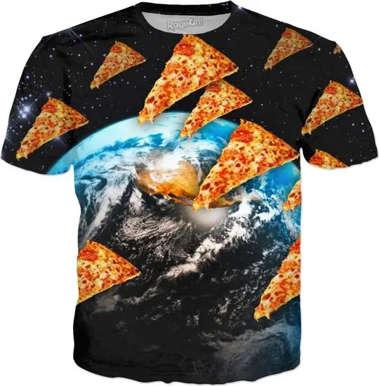 

3D Women Men Summer Tees Printed 3D T-Shirt Cartoon Pizza Invaders T Shirts Short Sleeve Fashion Tee Tops