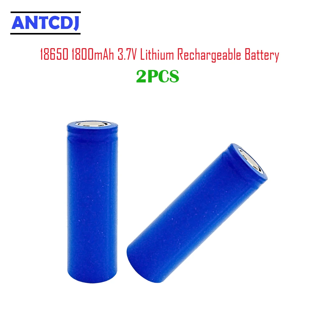 

Hot sale ANTCDJ 2Pcs 18650 2200mAh 3.7V Lithium Rechargeable Battery 2200mAh 3.7V Li-ion Flat Top Batteries for Flashlight