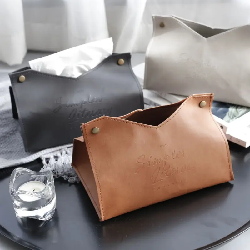New PU Leather Tissue Box Holder Cover Napkin Case Table Car Room Office Elegant Storage |