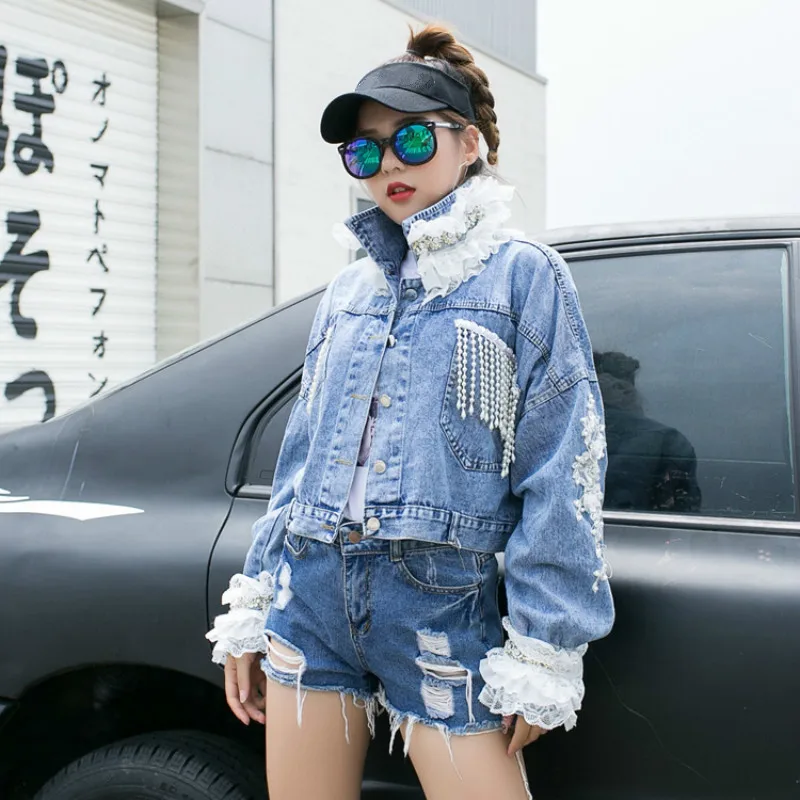 Max LuLu/ модная уличная одежда в Корейском стиле, женская одежда в стиле панк, женские короткие джинсовые куртки, винтажные кружевные цветочные пальто, большие размеры