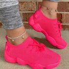 Кроссовки-носки женские сетчатые, дышащие, на платформе, круглый носок, на шнуровке, Повседневная модная спортивная обувь для тренировок, летние