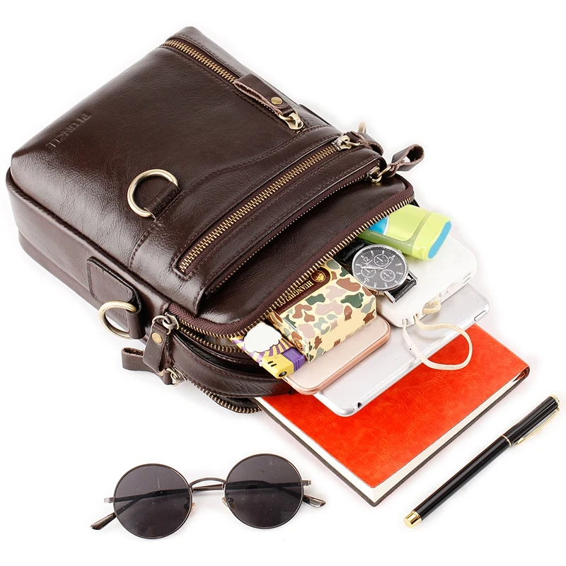 PI UNCLE Men's Brand Leather Messenger Bag Casual Shoulder Multifunctional Handbag Business Small Backpack | Багаж и сумки