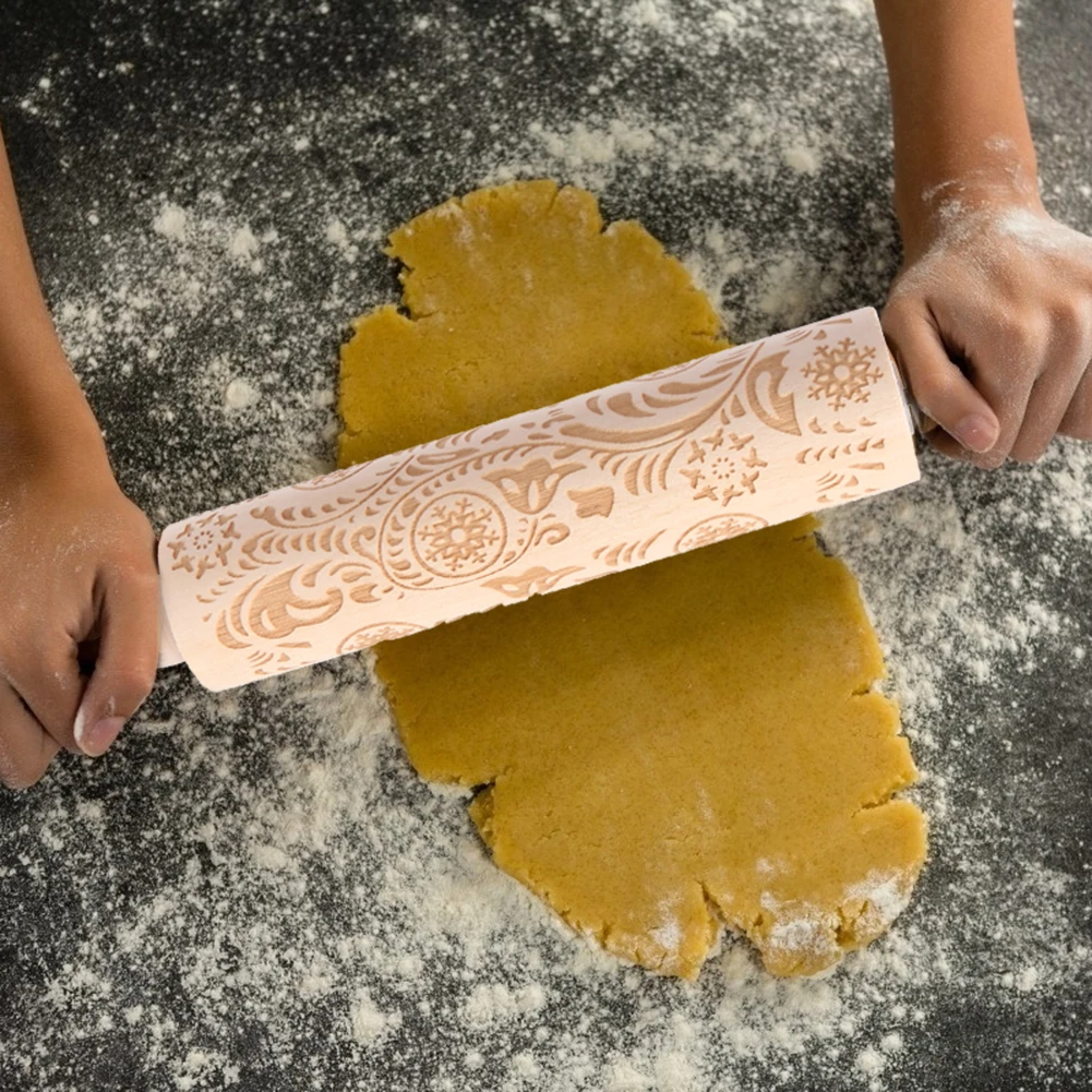 Рождественское тиснение Скалка выпечки тесто для печенья торт лапша бисквит