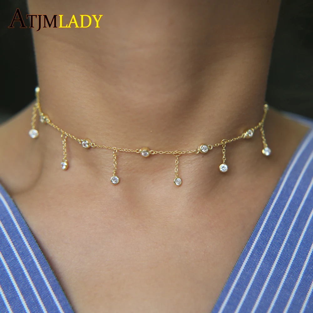 Женское Ожерелье-чокер из серебра 2020 пробы с кубическим цирконием | Украшения и