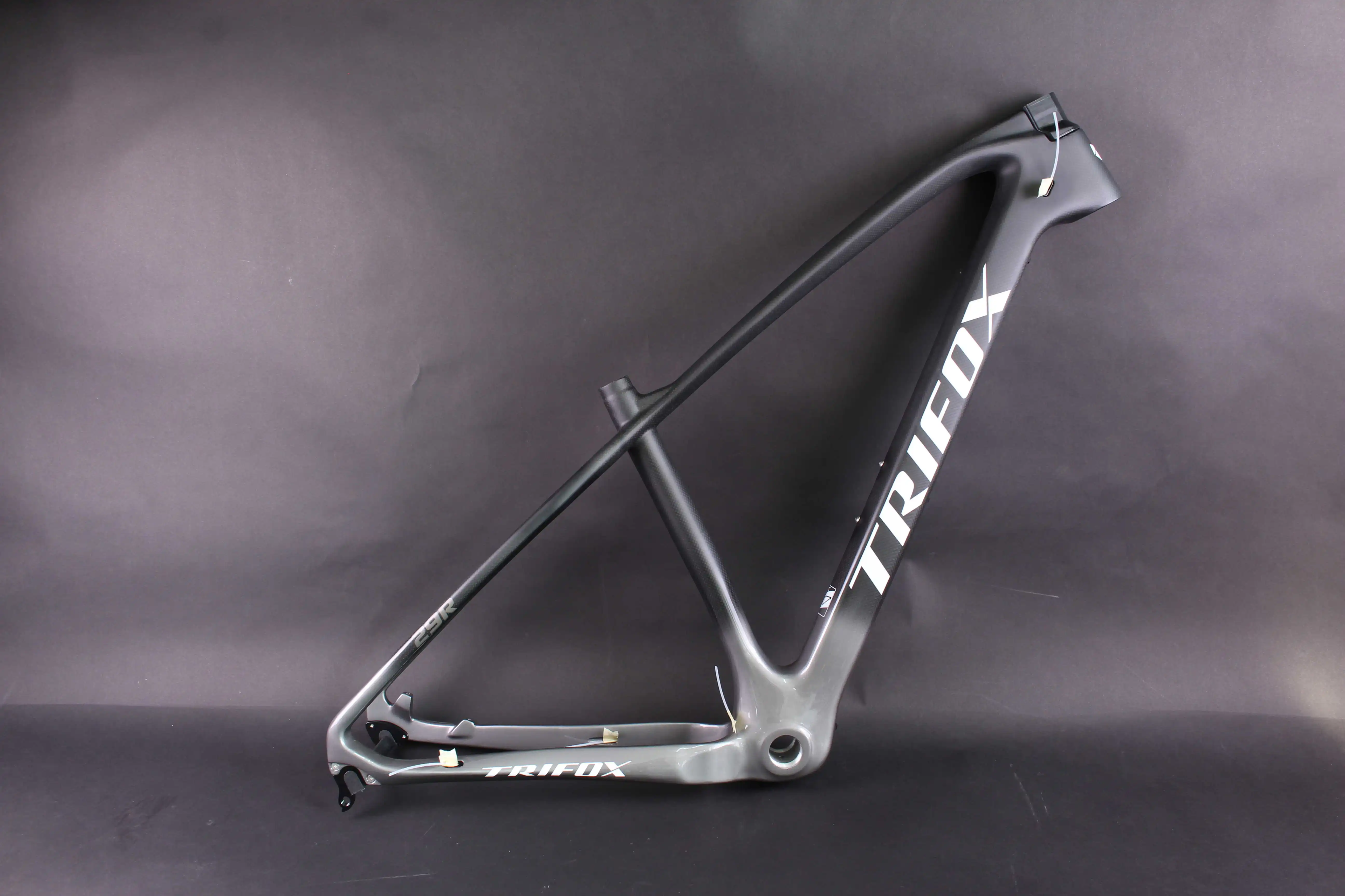 glossy Titanium TRIFOX горный углерода велосипед рама 15,5/17/19 дюймов MTB углеродная рама 29er горный велосипед рама+ сиденье зажим+ гарнитура 2 года гарантии - Цвет: glossy Titanium