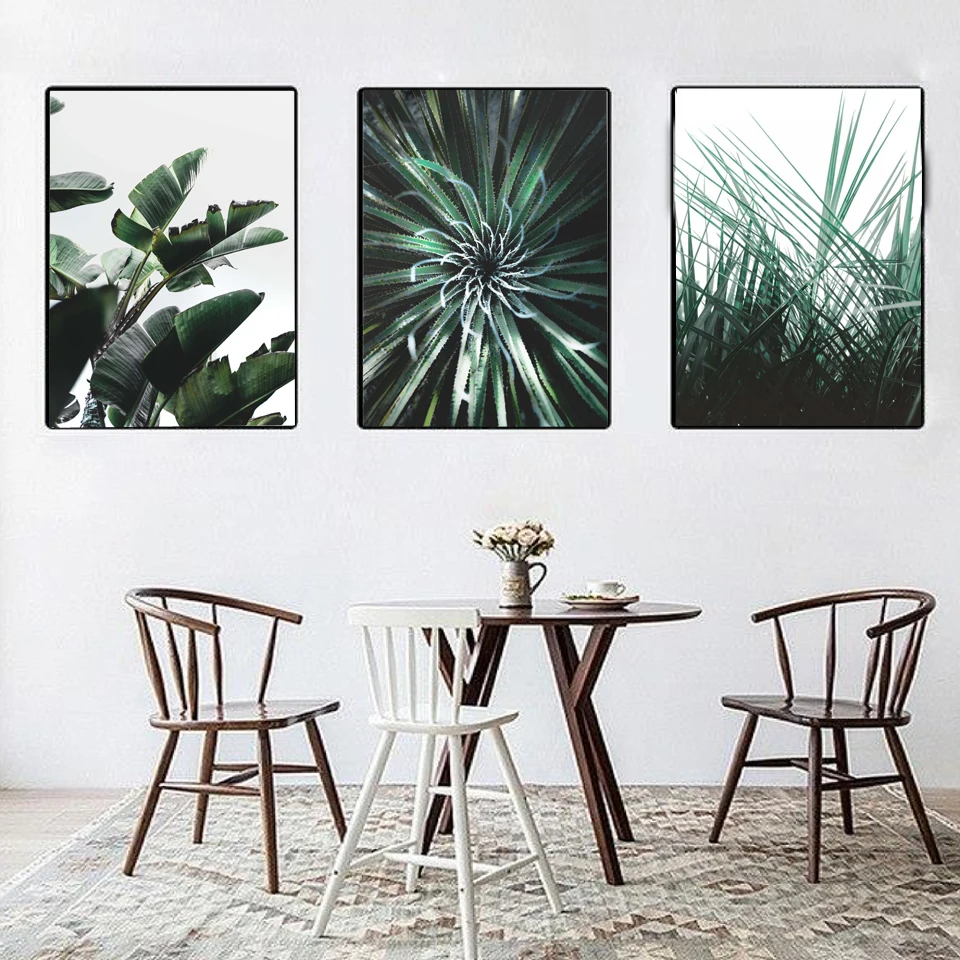 Настенная Картина на холсте тропический банан трава лист кактус холст принты и