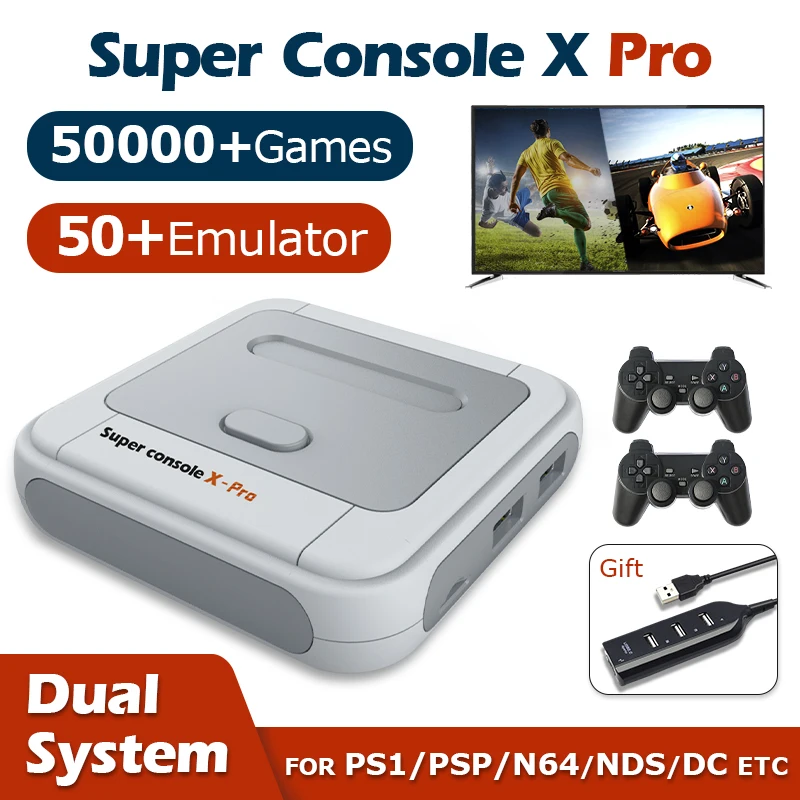 Ретро видео игровые консоли супер консоль X Pro Wifi 4K HD для PSP/PS1/N64/DC Мини ТВ плееры с