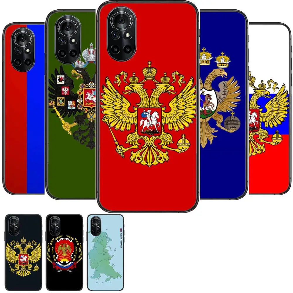 

Russian national emblem flag Clear Phone Case For Huawei Honor 20 10 9 8A 7 5T X Pro Lite 5G Black Etui Coque Hoesjes Comic Fa