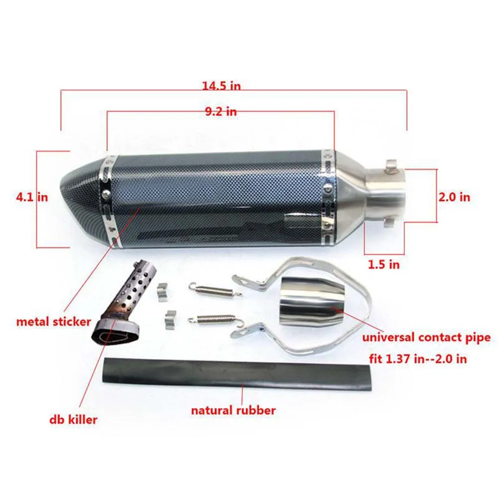 51mm Universal Motorcycle Modified Exhaust Pipe Muffler Exhaust Scooter For CBR125 CBR250 CB400 CB600 YZF FZ400 Z750 ZX-6R