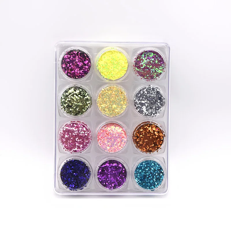 Сменный цвет блеск 12 цветов набор наборы для подводки глаз макияж ногтей ремесло