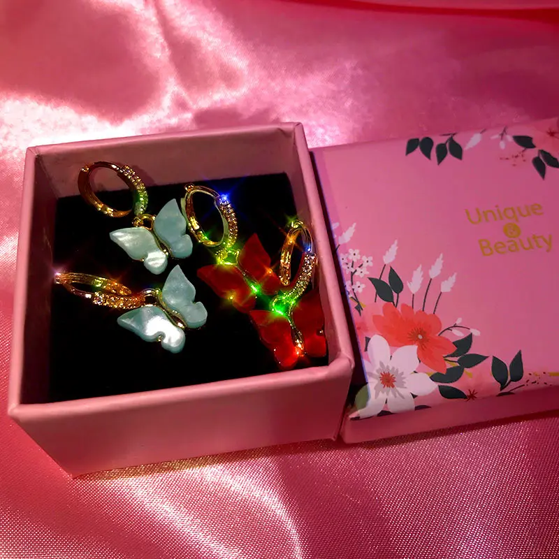 Женские Висячие серьги JJFOUCS разноцветные с фианитами в форме бабочки | Украшения