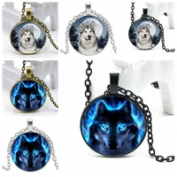fashion charm wolf pendant diy cabochon statement necklace vintage jewelry initial handmade necklace