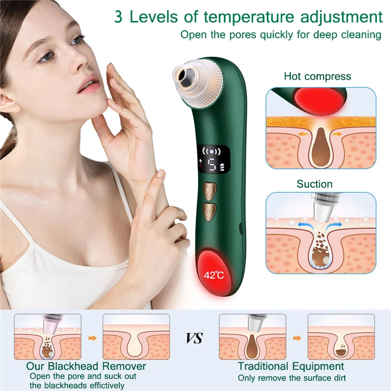 Нагрева для удаления угрей поры вакуумный очиститель носа уход за кожей лица