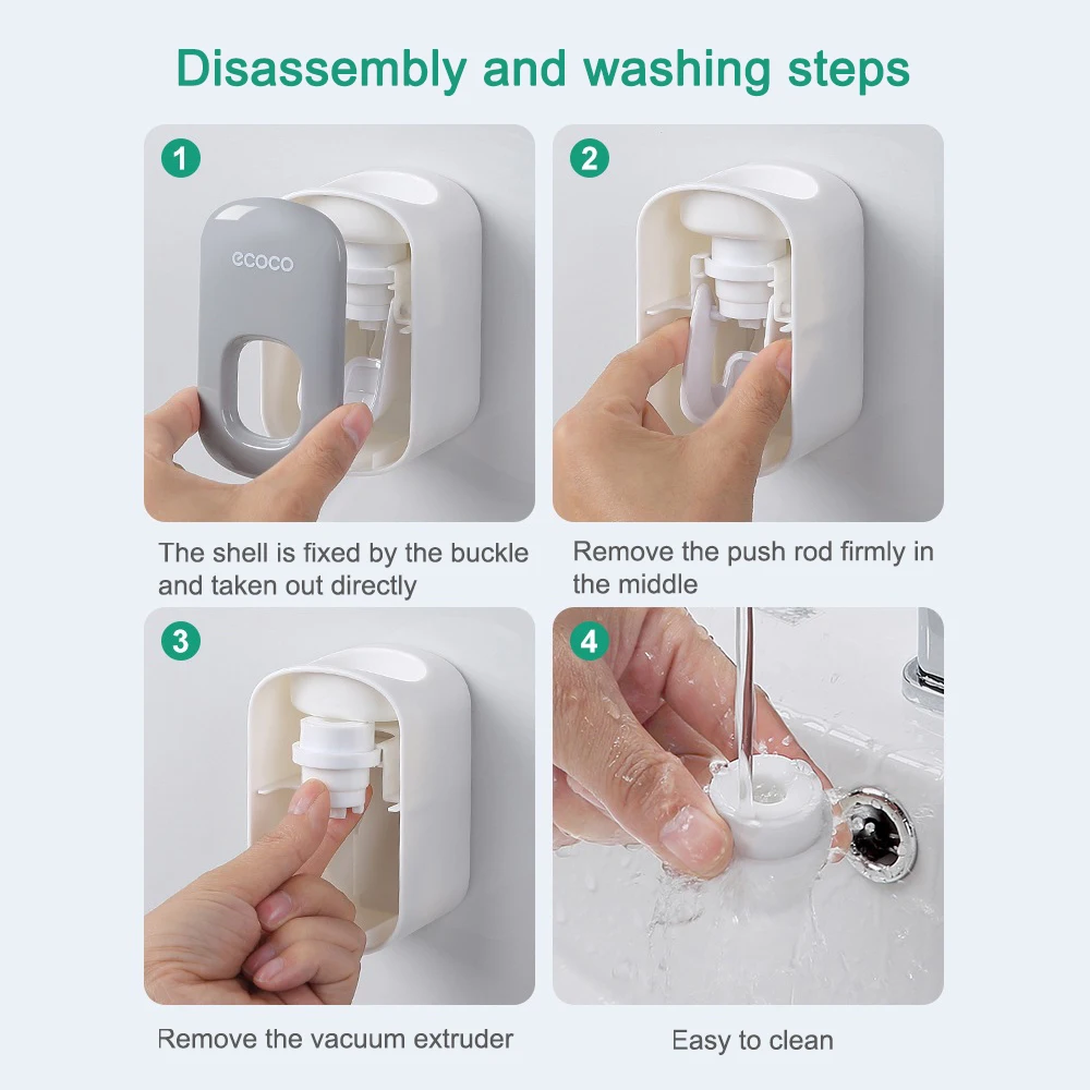 Automatic Toothpaste Dispenser Wall Mount Toothbrush Holder Bathroom Accessories Set Squeezer for | Дом и сад