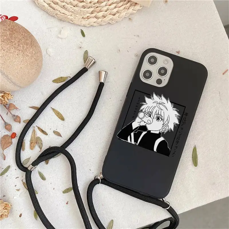 

Luxury Hunter X Killua Zoldyck Anime Phone Case For iPhone 7 8 11 12 X XS XR MINI Pro Max Plus Strap Cord Chain Lanyard soft