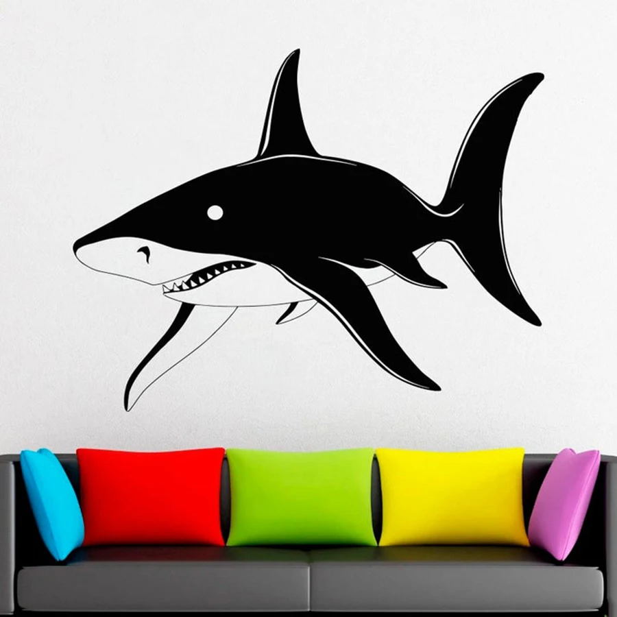 Океан Декор вода Рыба Акула Настенная Наклейка на оконное стекло для детей