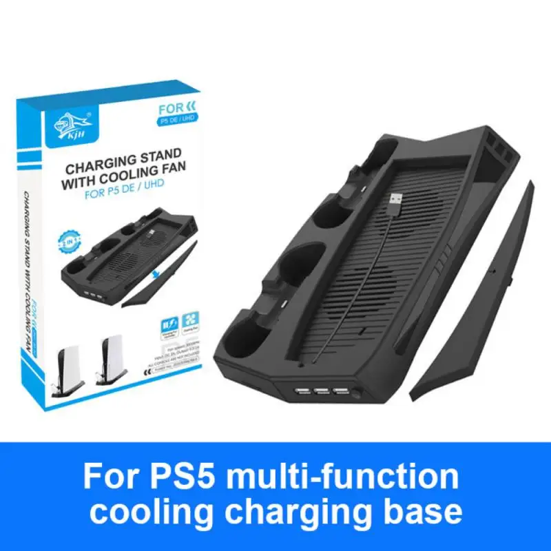 

NEW Charging Stand With Cooling Fan For PS5 De / UHD Storage Cooler Vertical Base Holder For PS 5 Digital Edition / Ultra HD