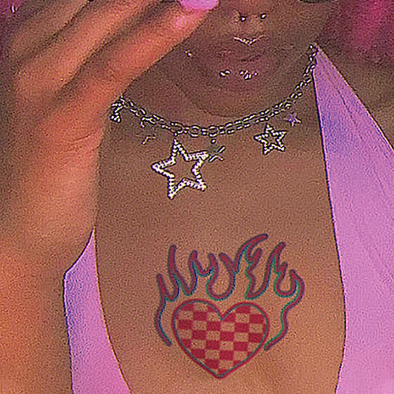 

Y2K эстетические наклейки в клетку с сердцем и пламенем для женщин, милые винтажные стикеры с татуировками в стиле Харадзюку 90-х годов, модные...