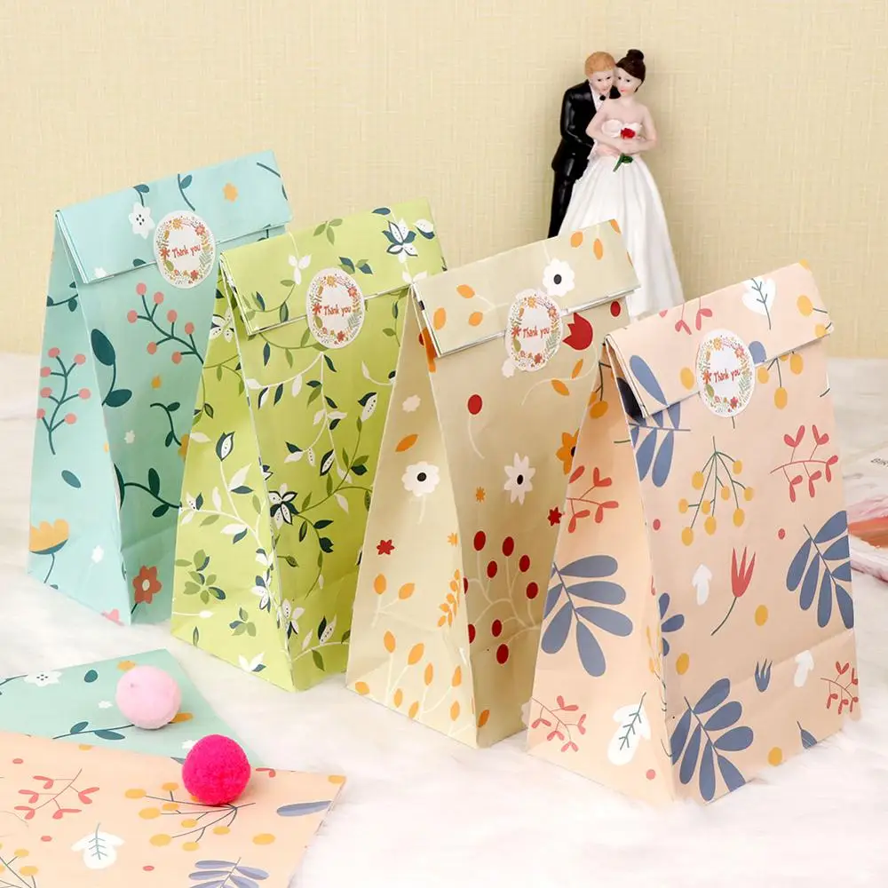 

OurWarm 12pcs Party Favor Bags Watercolor Flowers Paper Gift Bags Goodie Candy Wedding Birthday Baby Shower Tea Floral Decor