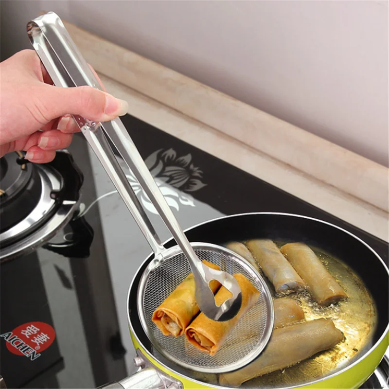 

1Pcs Kitchen Accessories Stainless Steel Fried Food Oil Scoop Drain Clip Strainer Filter Fried Food Folder Kitchen Gadgets