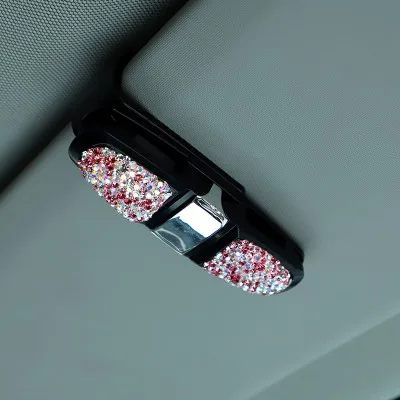 

Diamond-encrusted vehicle eyeglasses clamp multi-purpose vehicle sunglasses bracket car creative sunshade card clip