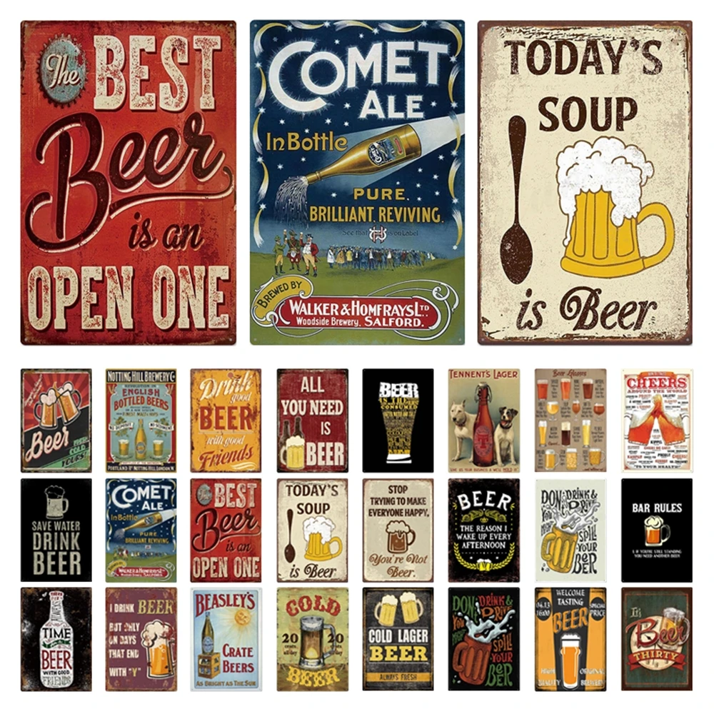 Пивная металлическая тарелка бокалы для виски мужской постер в пещере настенный