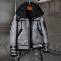 new shearling coat mens b3 bomber jacket short fur coat grey leather jacket fashion motorcycle jacket mens winter coats