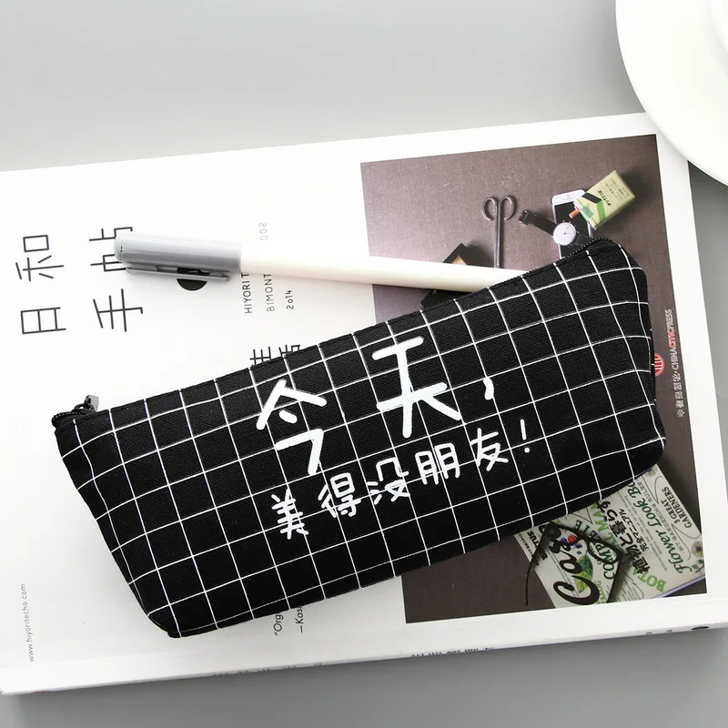 Творческий китайский иероглиф большой Ёмкость холщовый чехол для карандашей