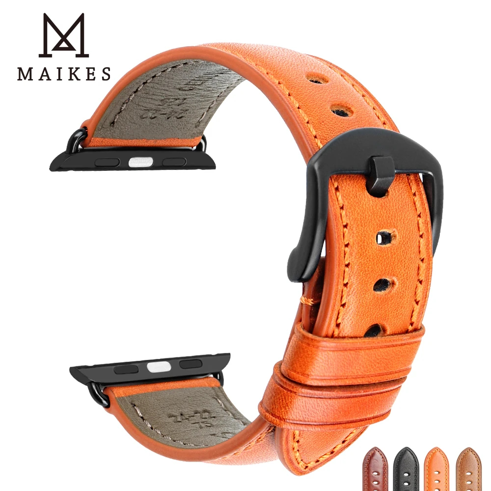 MAIKES для Apple Watch Band 44 мм 40 и ремешок часов аpple 42 38 натуральная кожа часы аксессуары