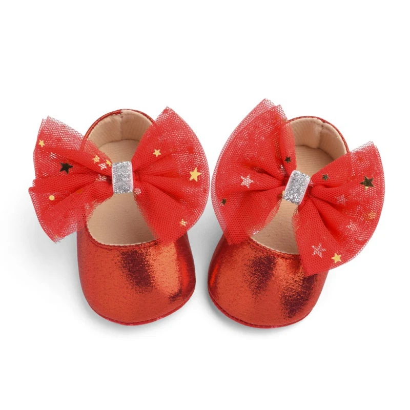 Zapatos de suela blanda para primeros pasos para beb&eacute;, zapatos de princesa con lazo grande, de cuero PU, 2019-2