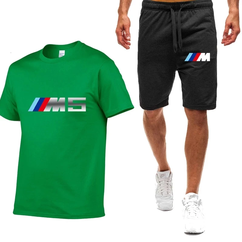 

Summer 2021 Cotton T-shirts and Shorts Men's Brand Men's BMW Shorts Sportswear Casual Style Sweatshirts and Shorts