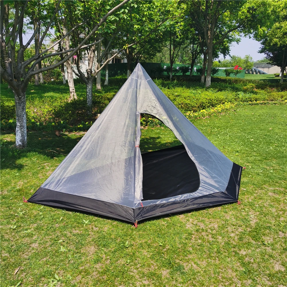 Pentagon Pyramid Inner Tent Rodless Backpacking Travel Tourist Camping Teepee Tent Ultralight Summer Mesh Tent 285*140*130cm