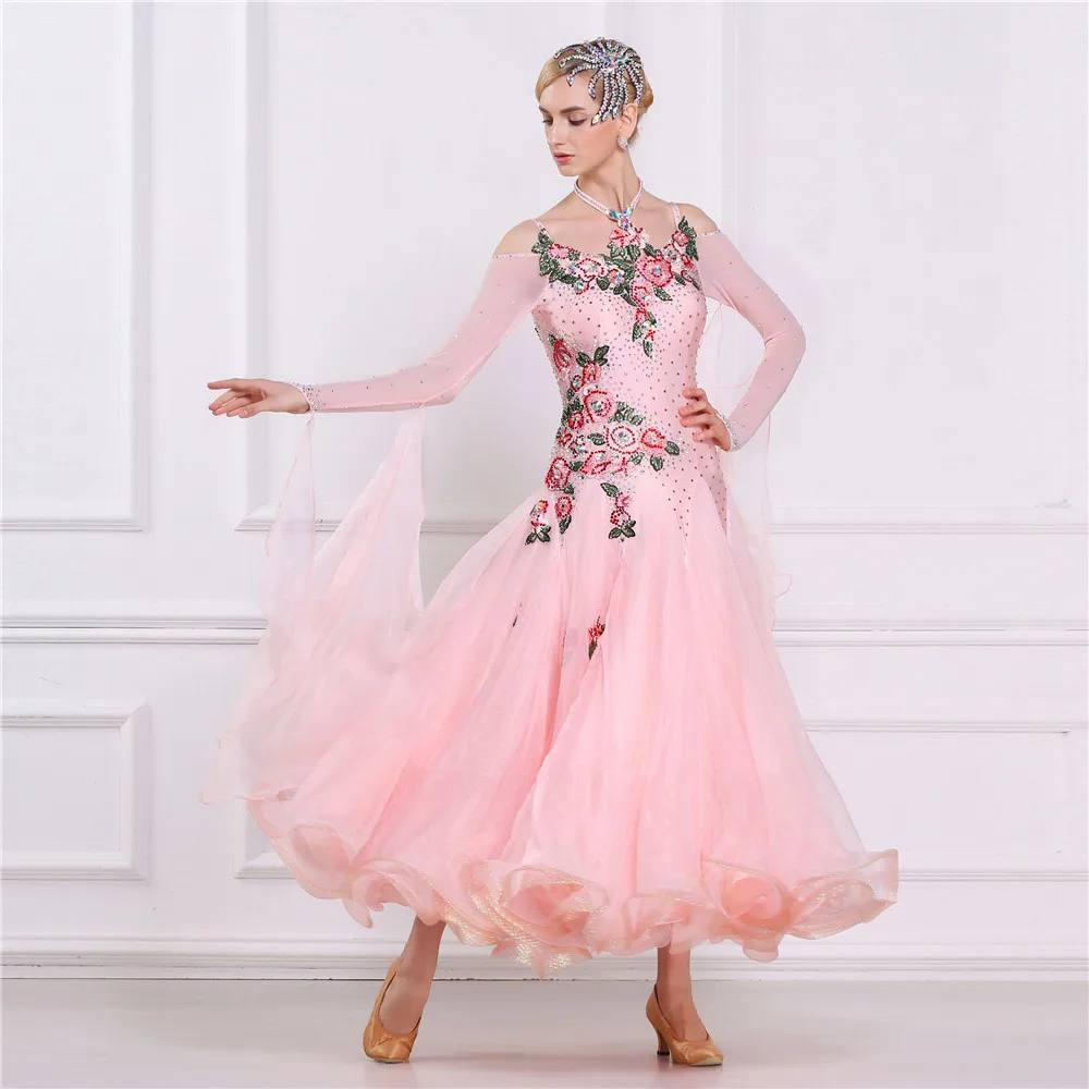 Kopen B-16177 Nieuwe Collectie Custom Made Ballroom Dans Jurk Moderne Glad Lange Dans Jurk Met Champagne Kleur Voor Concurrentie
