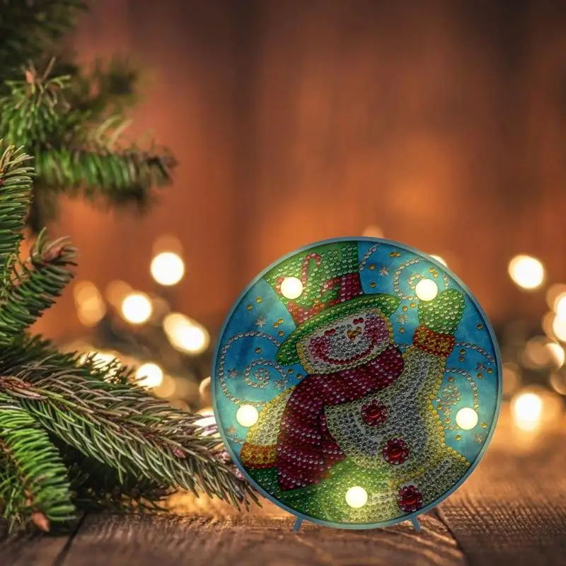 Xmas DIY особой формы алмазов картина светодиодный ночной Светильник Снеговик светильник вышивка стол ночь рождественские украшения для дома