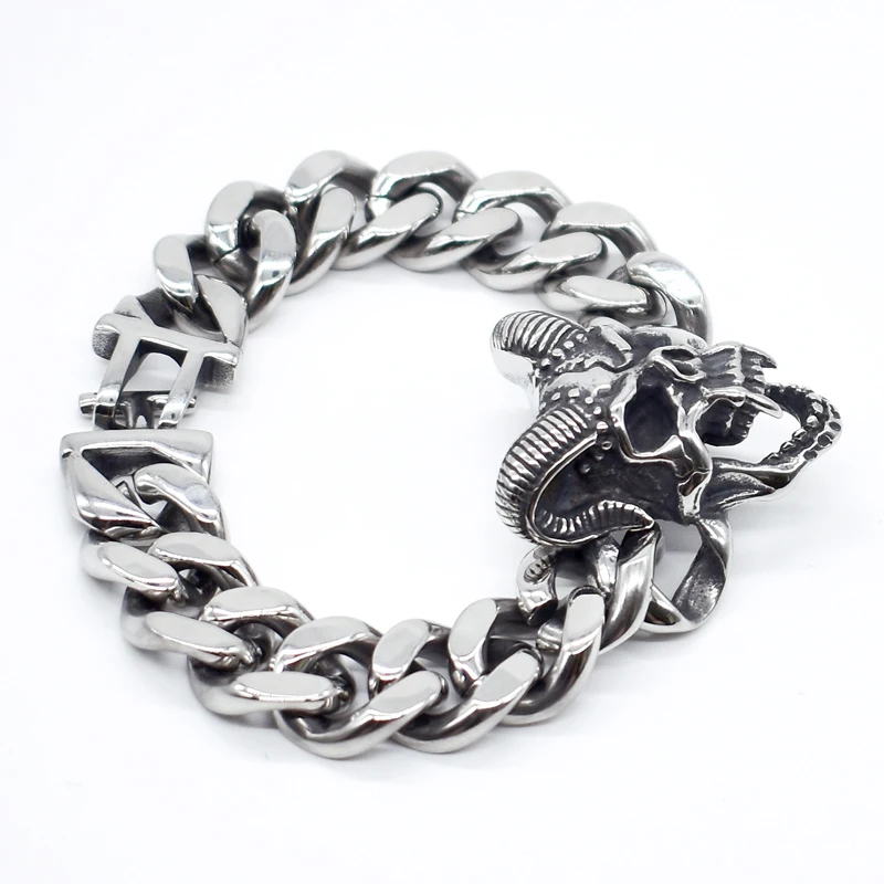AMUMIU 2021 браслет с черепом 316L из нержавеющей стали большой тяжелый мужской